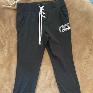 Pink sweatpant material leggings never worn